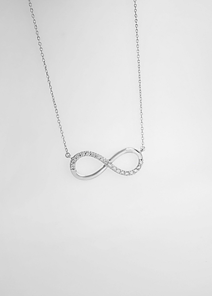 18K Solid Gold Infinity Diamond Necklace 0.20CT VS Dainty Fine Jewelry Gift