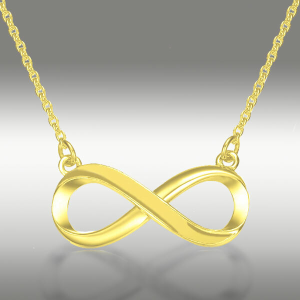 Infinity Pendant Necklace Genuine 14k Solid Yellow Gold 16+2 Inches Chain Gift
