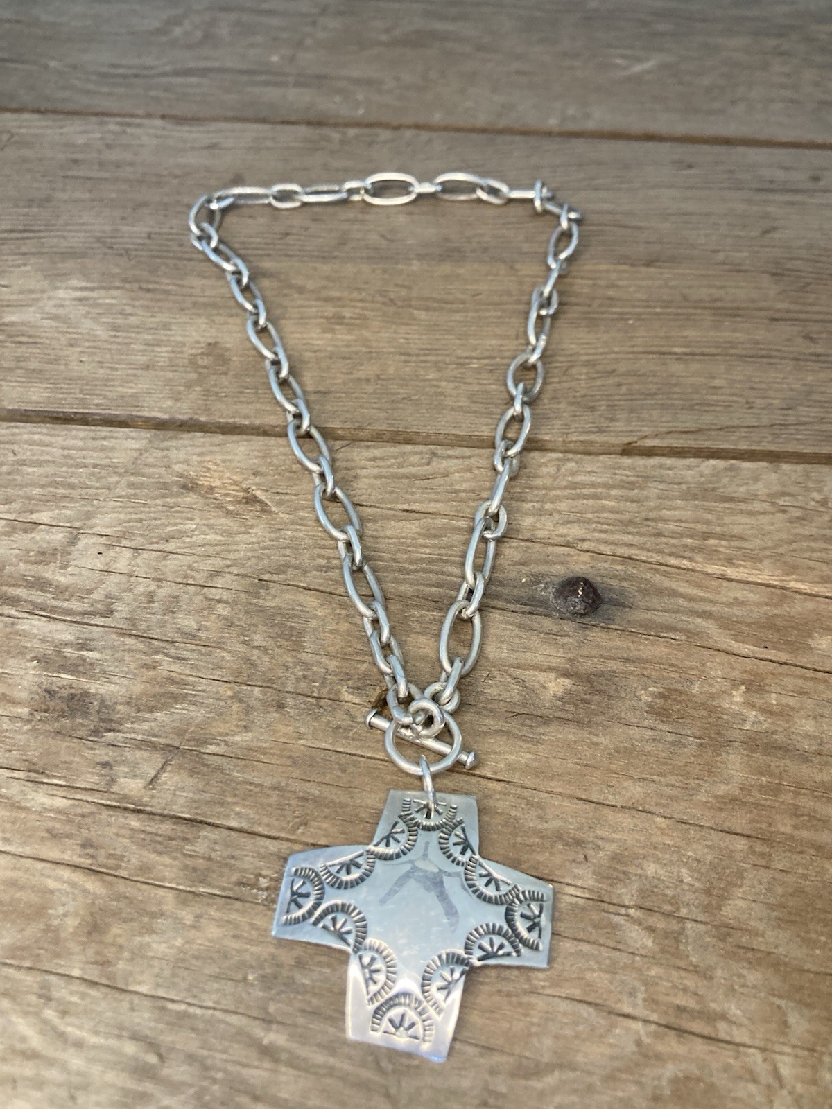 Vintage Silpada Sterling Silver Virtuosity Cross Toggle Necklace – 1.34Ounces