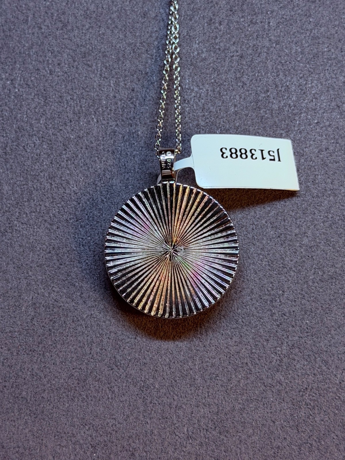 PINCTORE Sterling Silver 24mm Round Variscite Pendant w/ Cable Chain 18in – 21in