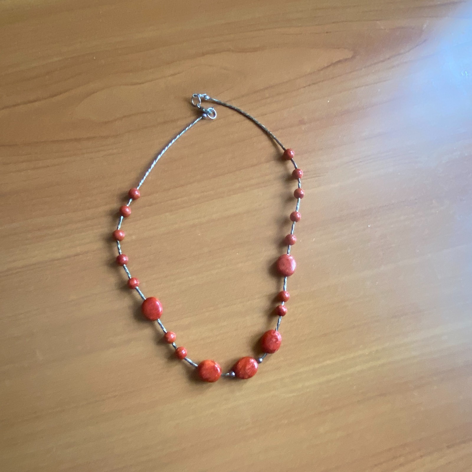 Choker necklace. 925 sterling silver. Plastic inserts with a natural stone imita