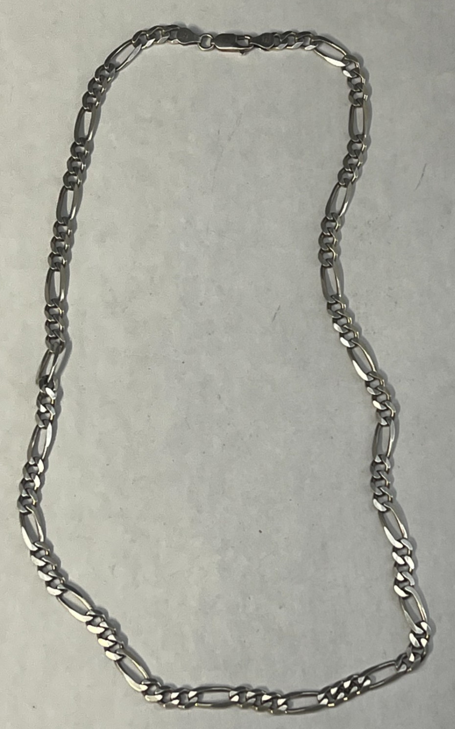 May Co Frank T Sterling Silver Figaro Chain Necklace 23″ Length 25.6 grams Italy