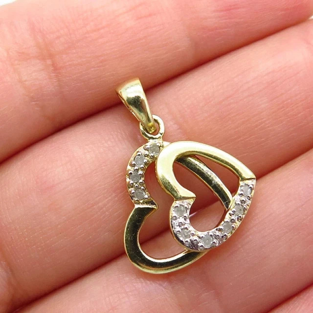 Women’s Two Heart Pendant 1Ct Round Cut 14k Yellow Gold Plated Lab Grown Diamond