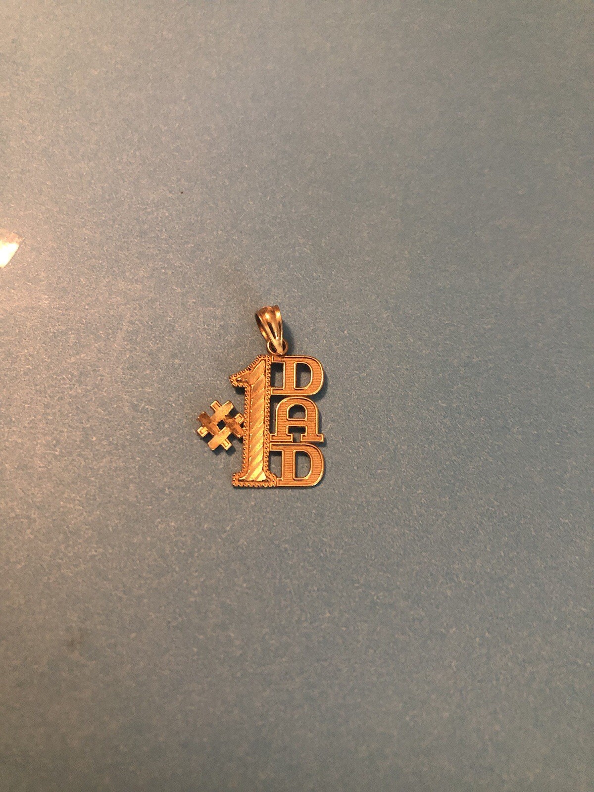 Vintage 14K Yellow Gold Diamond-Cut #1 Dad Charm Pendant