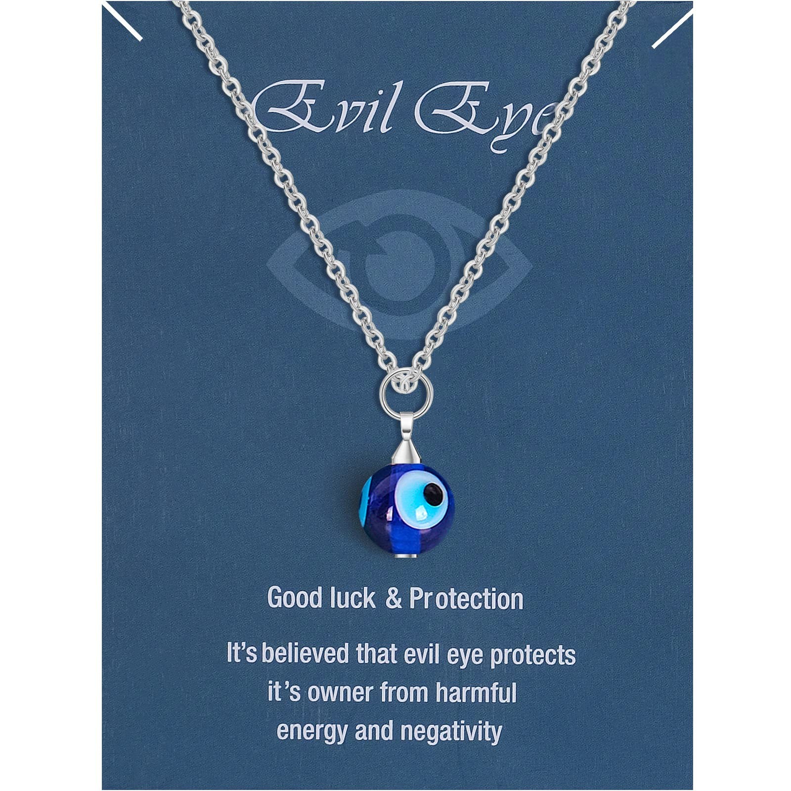 Evil Eye Necklace 8mm Blue Eyes Amulet Pendant Necklace Ojo Turco Kabbalah Prote