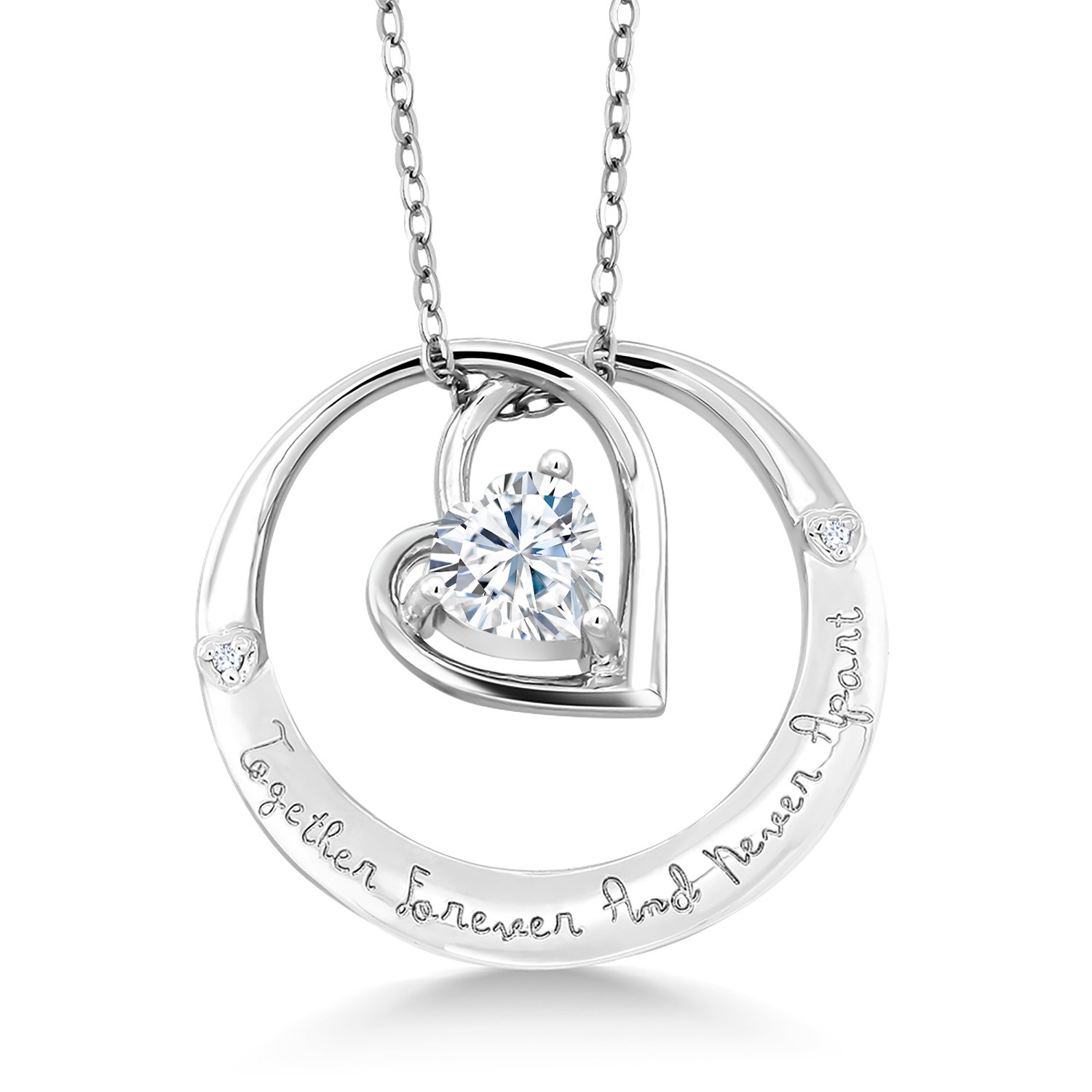 925 Sterling Silver Pendant Near Colorless Moissanite & Diamond