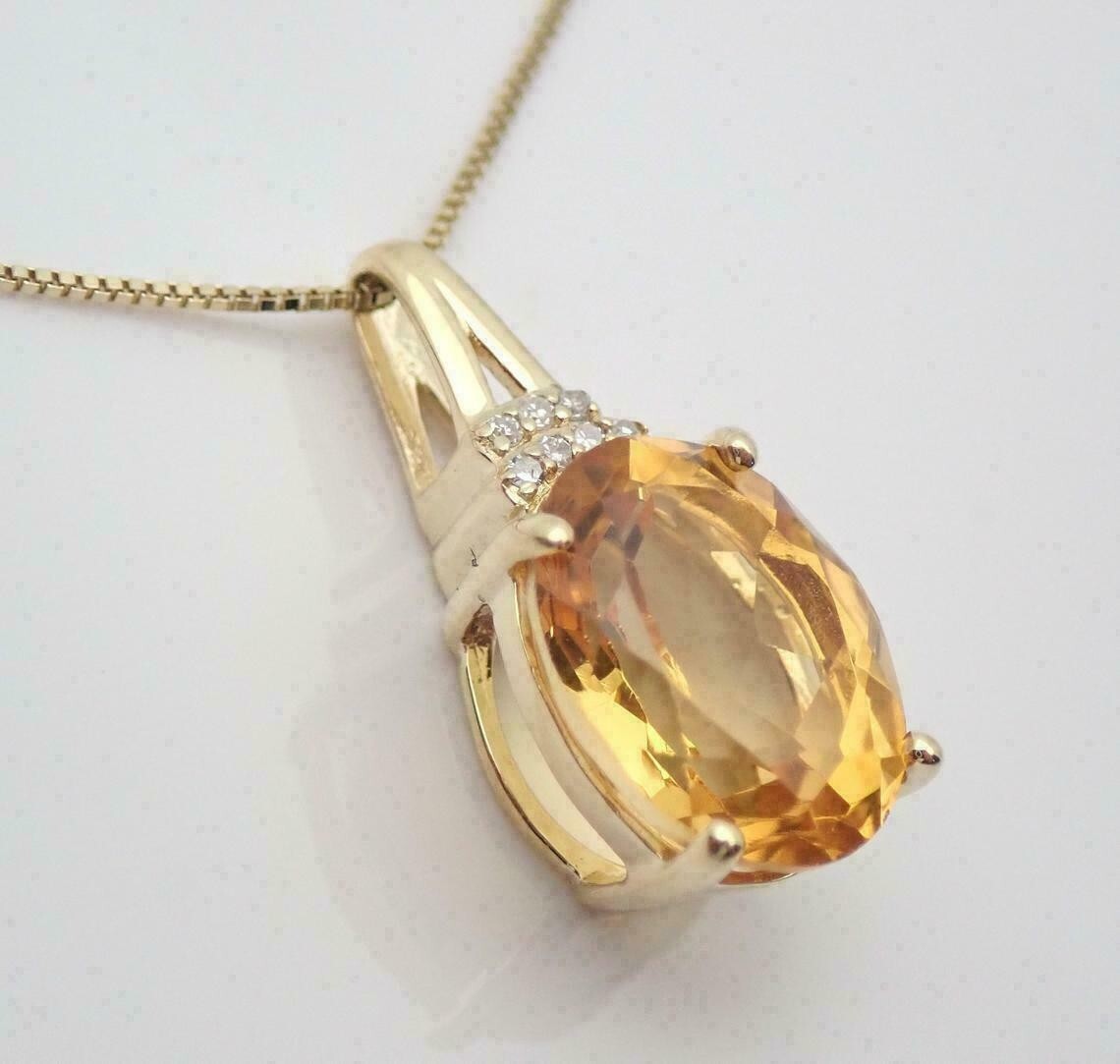 2Ct Oval Simulated Citrine Solitaire Pendant Free Chain 14K Yellow Gold Plated