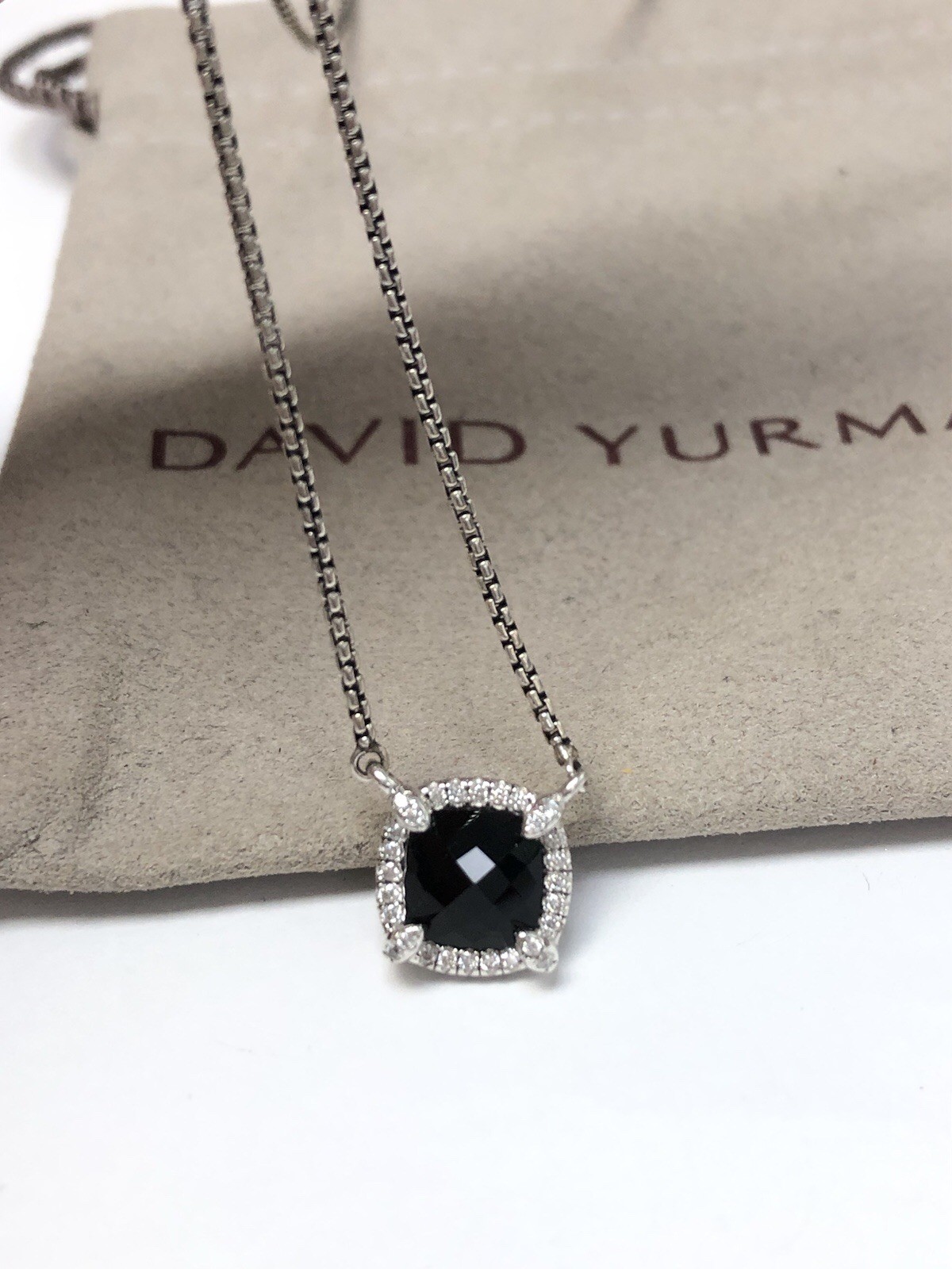 DAVID YURMAN Petite Chatelaine Sterling Silver Black Onyx & Diamond Necklace