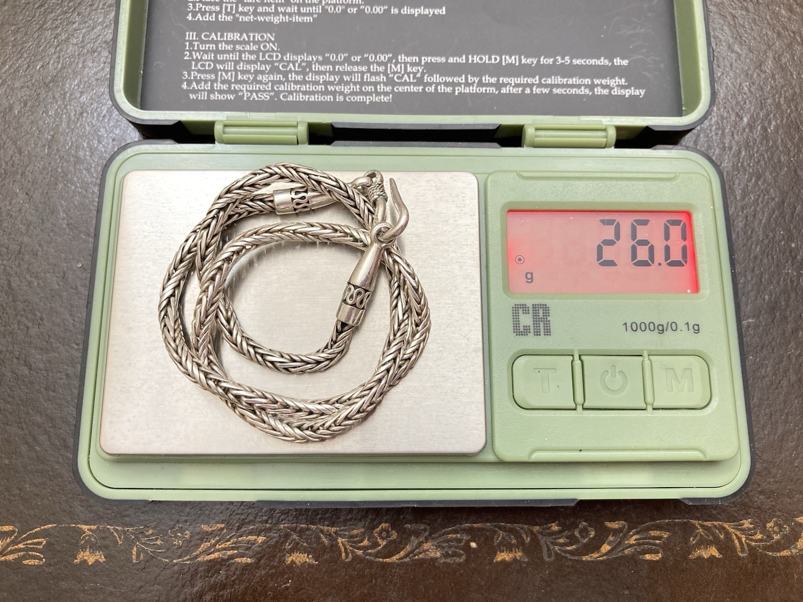 16″ Indonesian Style Thick 4mm 925 Silver Twisted Foxtail Chain Necklace, 26g