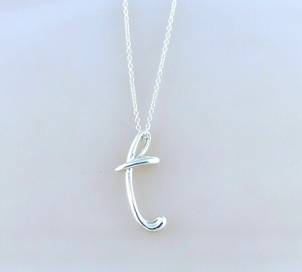 Tiffany & Co. Elsa Peretti Sterling Silver Alphabet Letter T Pendant Necklace