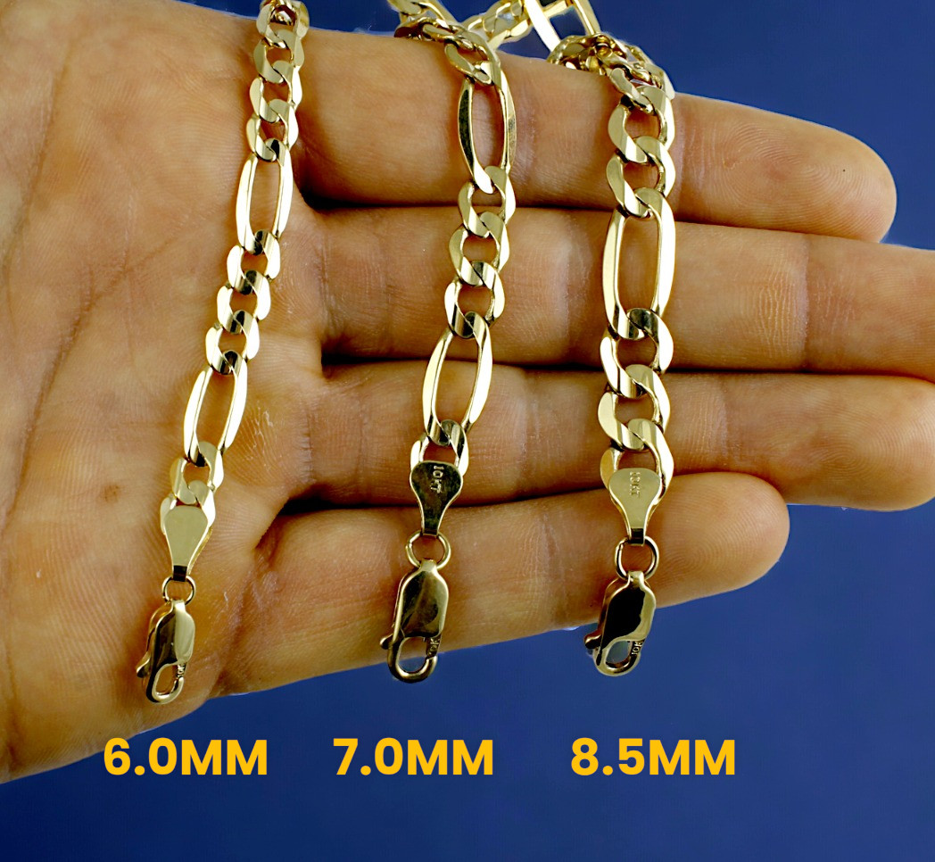 10K Yellow Gold SOLID Figaro Necklace Bracelet Chain Italian Real 2-11mm 7″-30″