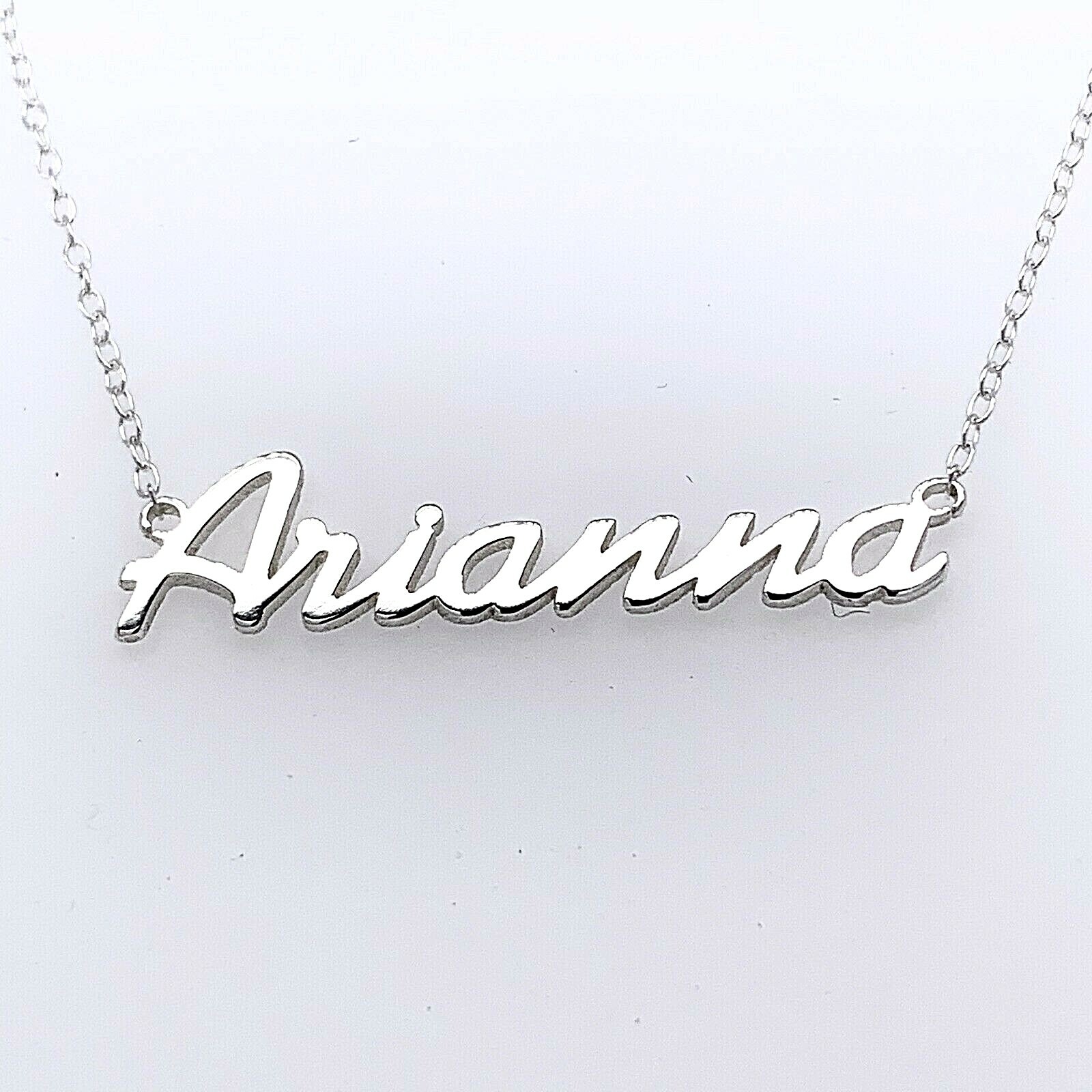 Arianna Name Plate Necklace Pendent Sterling Silver female Personalized Custom