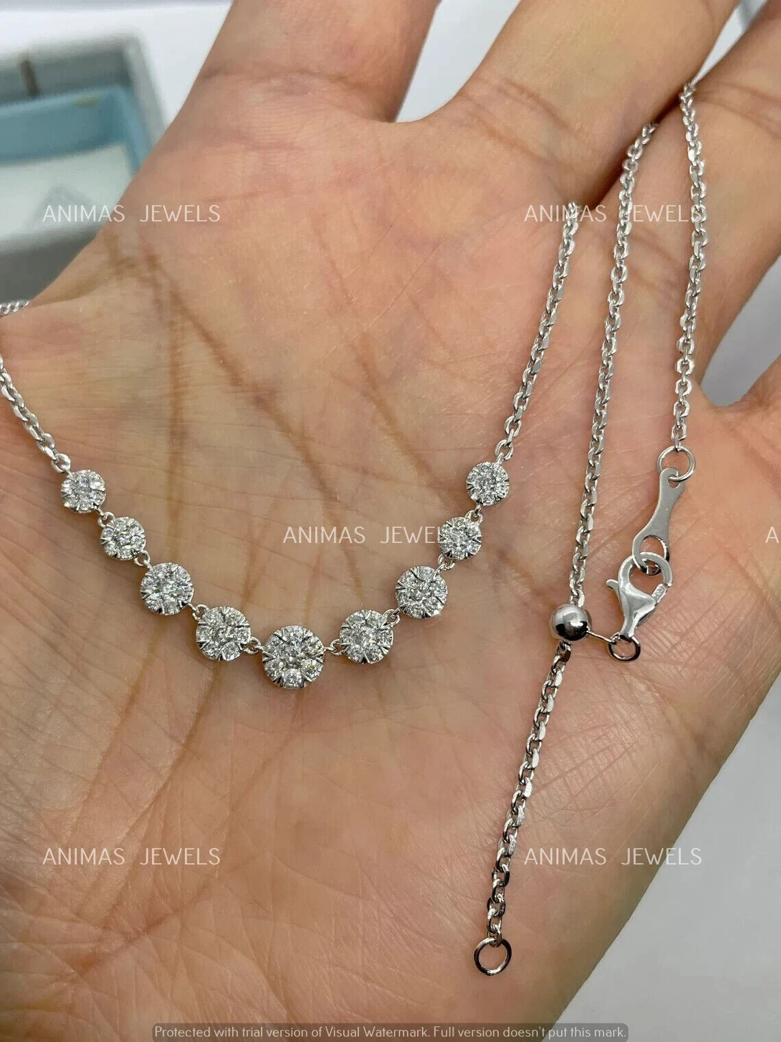 1 CT Round Real VVS1 Moissanite Choker Halo Women’s Necklace 925 Sterling Silver