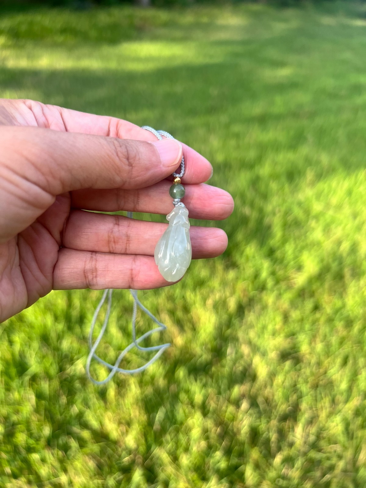Genuine 100% Natural Green Nephrite Jade magnolia bud Pendant H403 a1