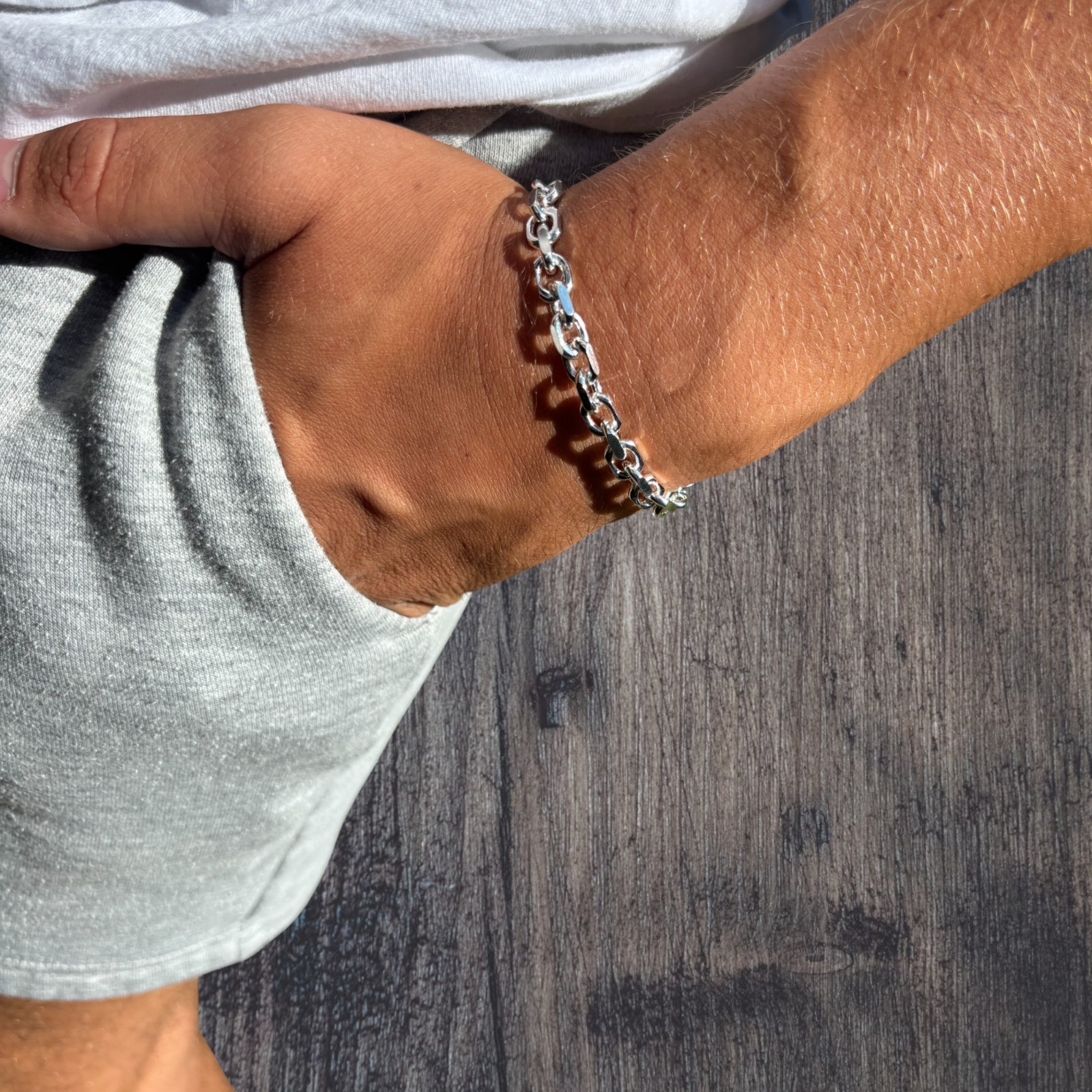 6mm Anchor Cable Bracelet – Real Solid 925 Sterling Silver Or 14k Gold Vermeil