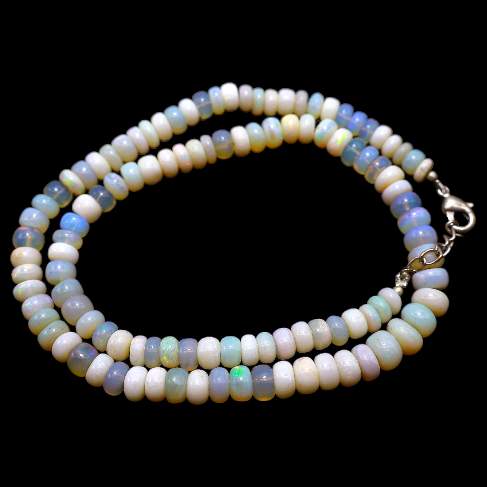 Smooth 5X8 MM Fire Opal Beaded Not Applicable Rondelle Boho Artisan New Necklace