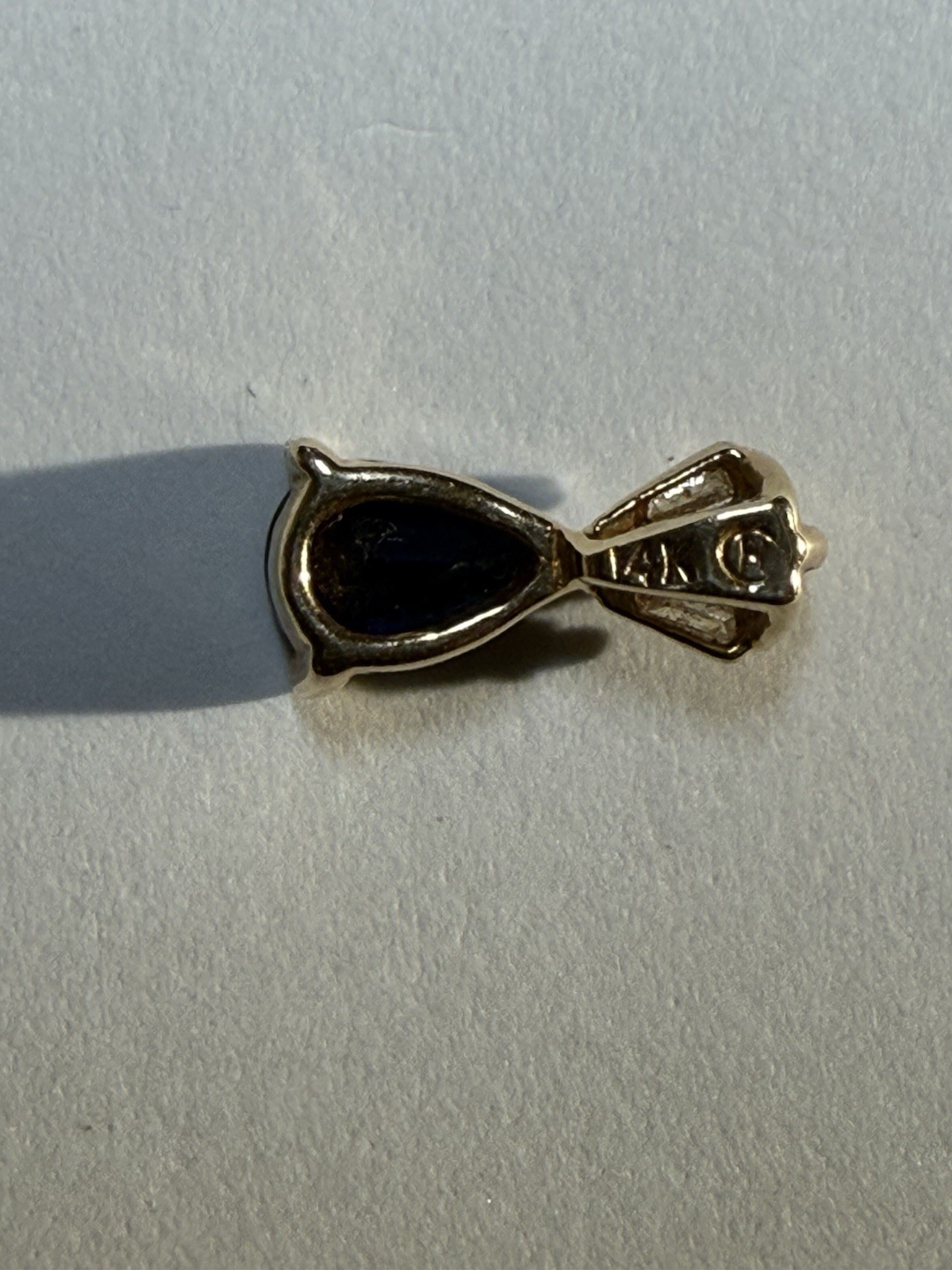 Solid 14K Yellow Gold Natural Sapphire Women’s Ladies Teardrop Pendant