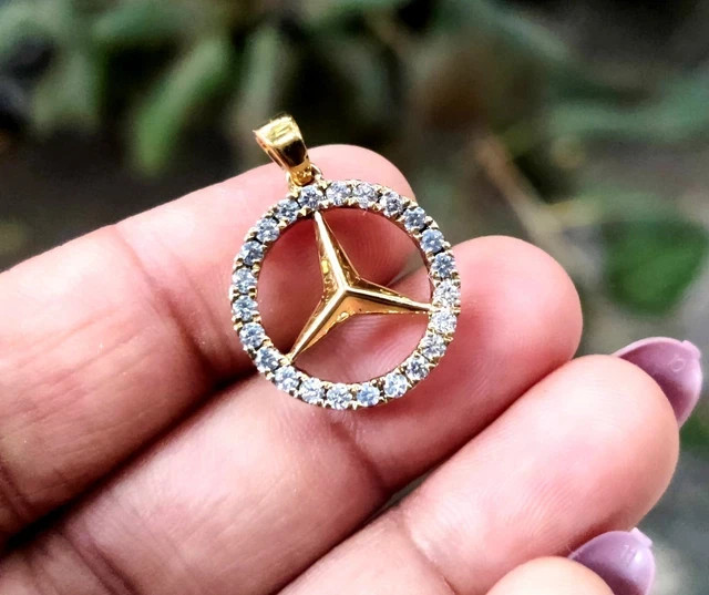 1Ct Round Cut Real Moissanite Custom charm Pendant 14K Yellow Gold Plated Silver