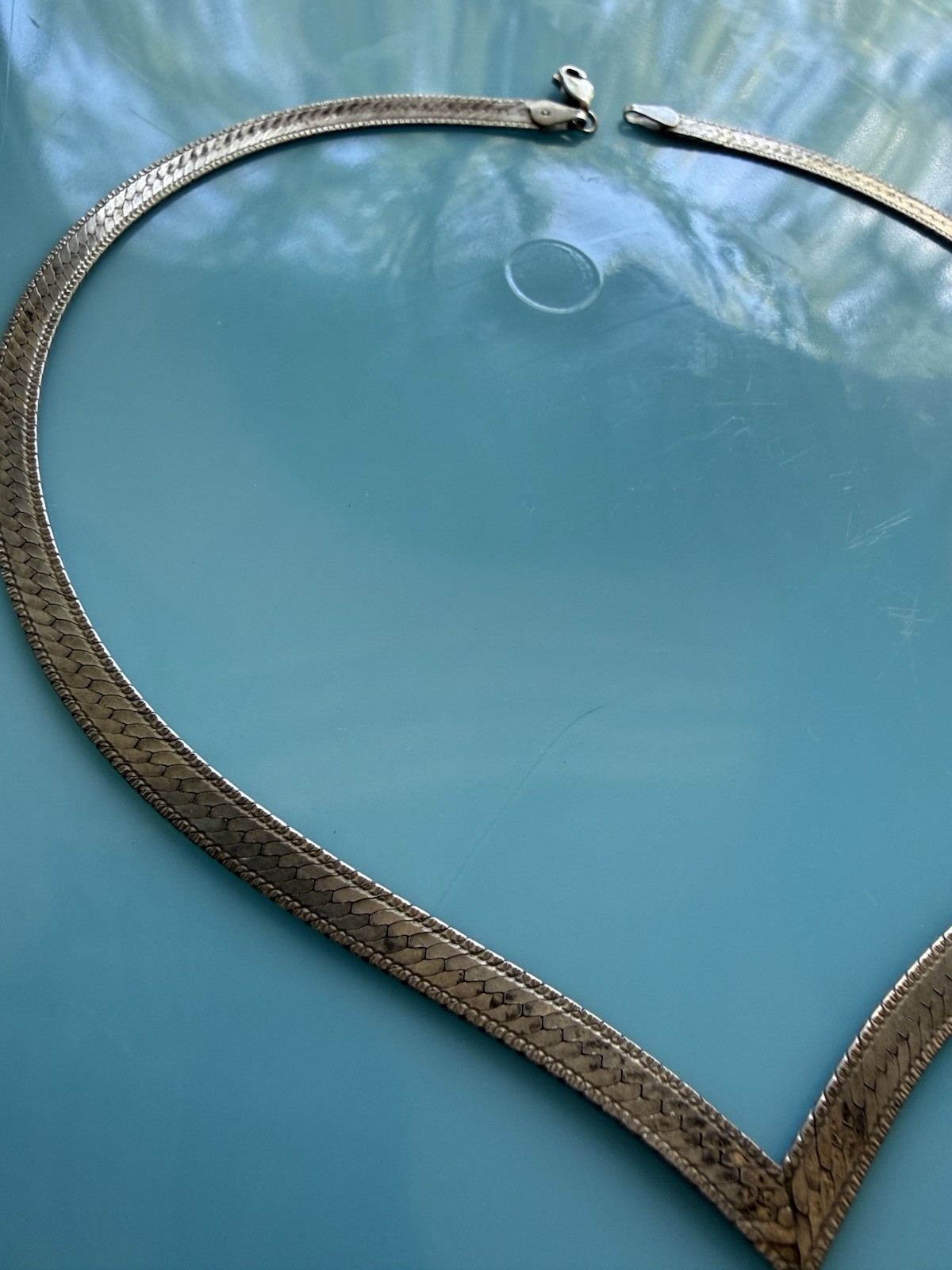 Sterling Silver 925 “V” Shape Woven Herringbone Solid 5mm Chain 17″ 16g