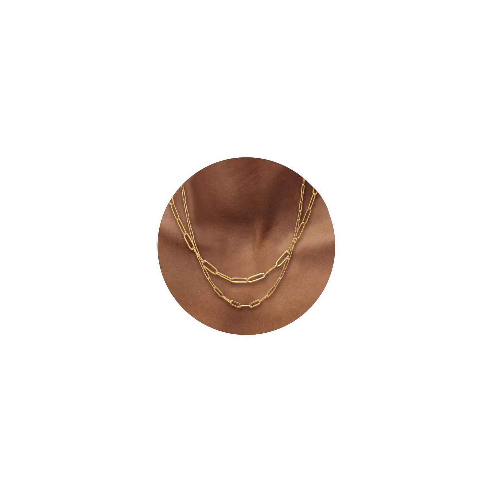 18K Gold Paperclip Chain Link Necklace Dainty Paperclip Link Chain Layered