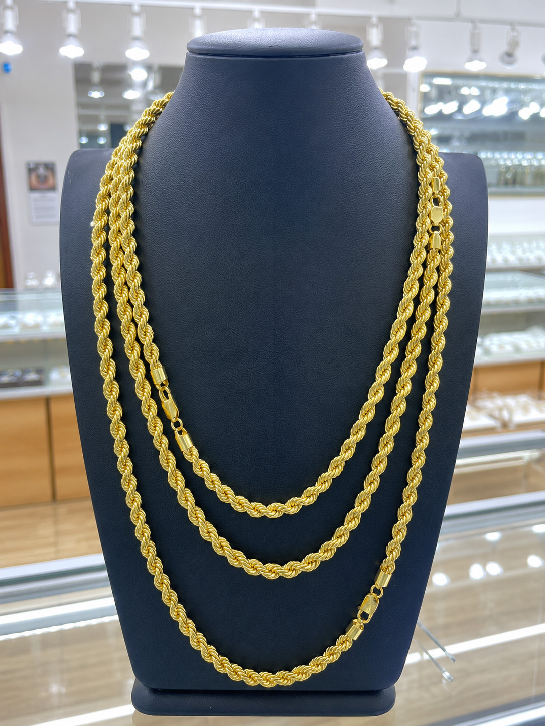 5.5mm 14K Gold Plated Hollow Rope Chain Necklace for Men & Women