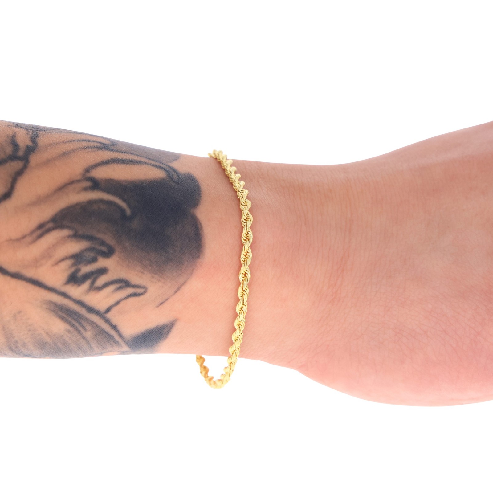 Real 14K Yellow Gold Solid 2.5mm Diamond Cut Rope Chain Bracelet Anklet 7″ 8″ 9″