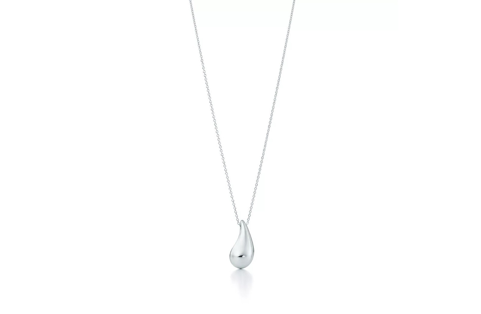 Italian Made 925 Sterling Silver Teardrop Pendant Necklace Chain 18 Inch