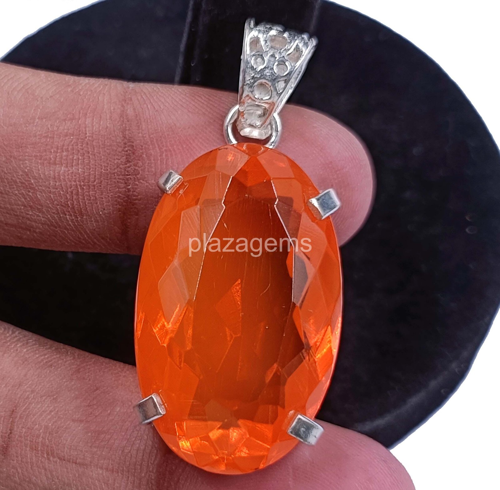 EGL Certified 76 Ct Natural Orange Sapphire 925 Silver Pendant Loose Gems 5OSI