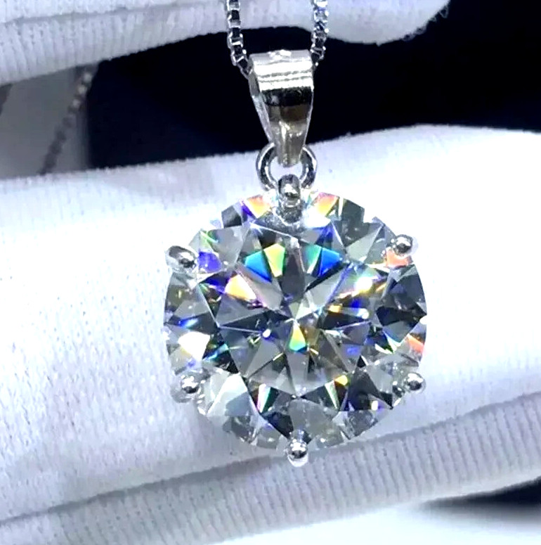 RARE 12.00 Ct Certified White Diamond Solitaire Pendant-FREE Diamond Studs !
