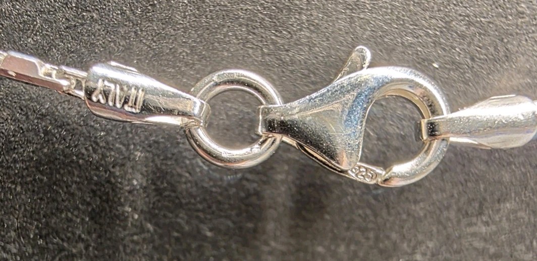 Sterling Silver 925 Diamond Cut Bar Link Chain Necklace Lobster Clasp 16″