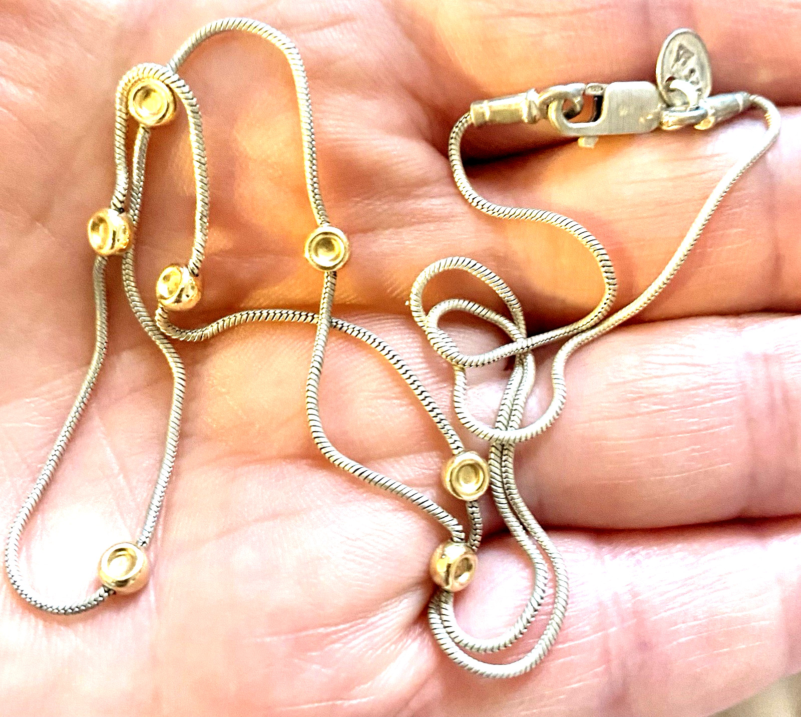 SILPADA Sterling Silver 14k Gold Filled Bead STATION 17″ SNAKE CHAIN NO673