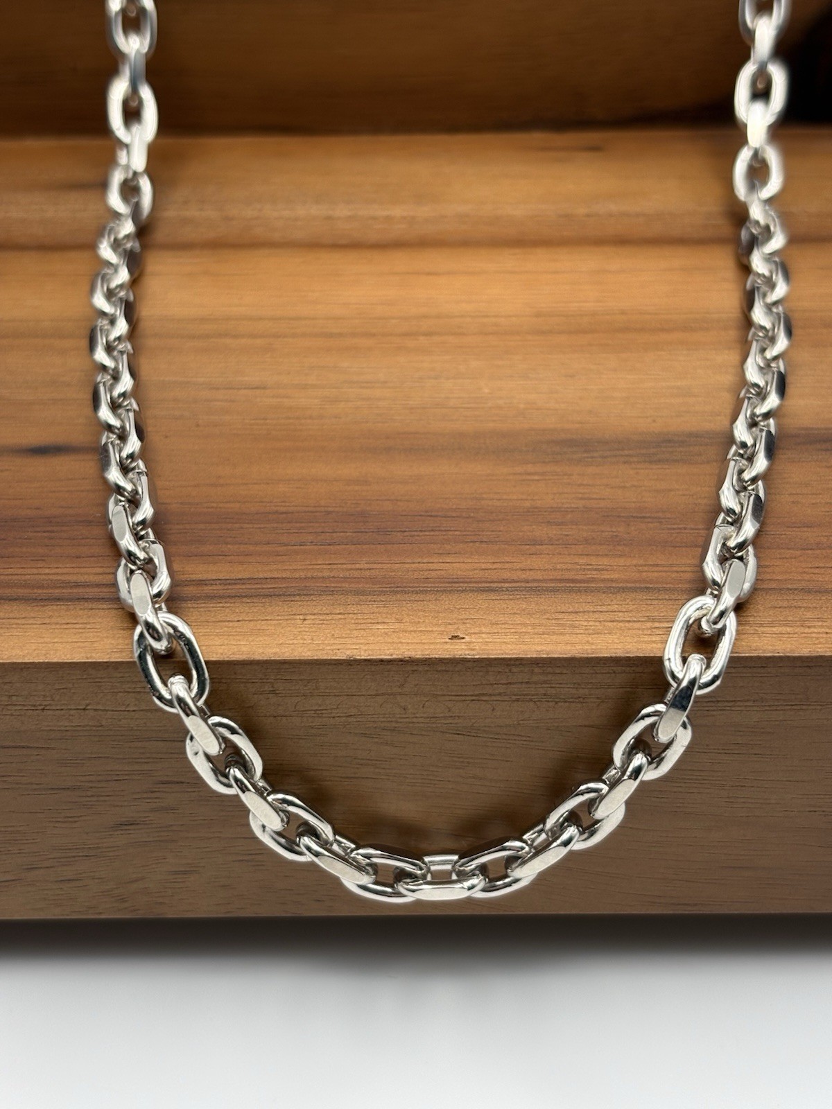 18 INCH STERLING SILVER CABLE ANCHOR LINK CHAIN NECKLACE 6MM 48.8G RHODIUM 925