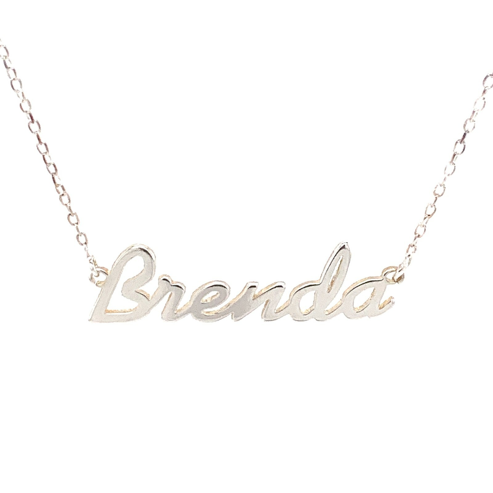 Brenda Name Plate Necklace Pendent Sterling Silver female Personalized Custom