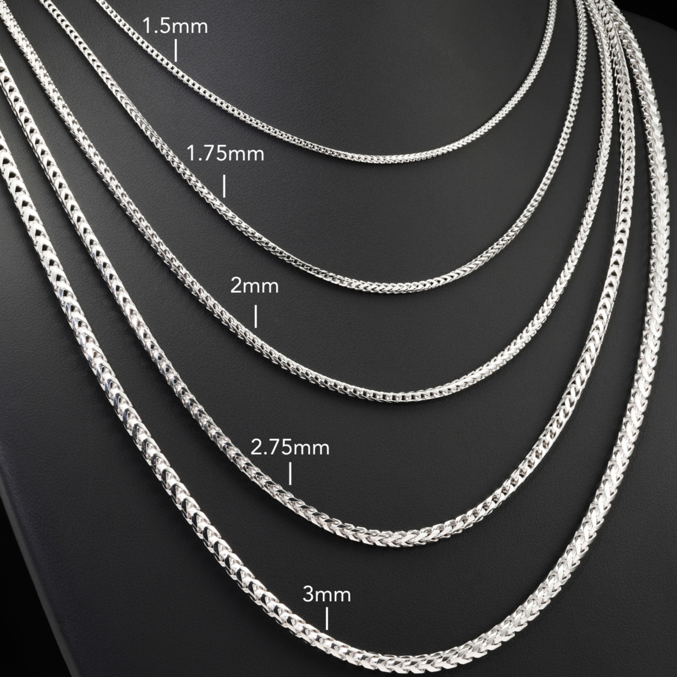 Solid 925 Sterling Silver 1.5mm-3mm Franco Chain Italian Pendant Necklace 16-26″