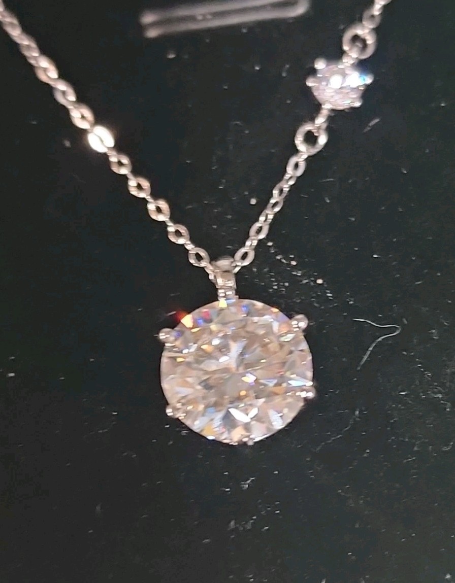 Princess Necklace Moissanite, Round, 4.00 ct, Eye Clean, Excellent Cut