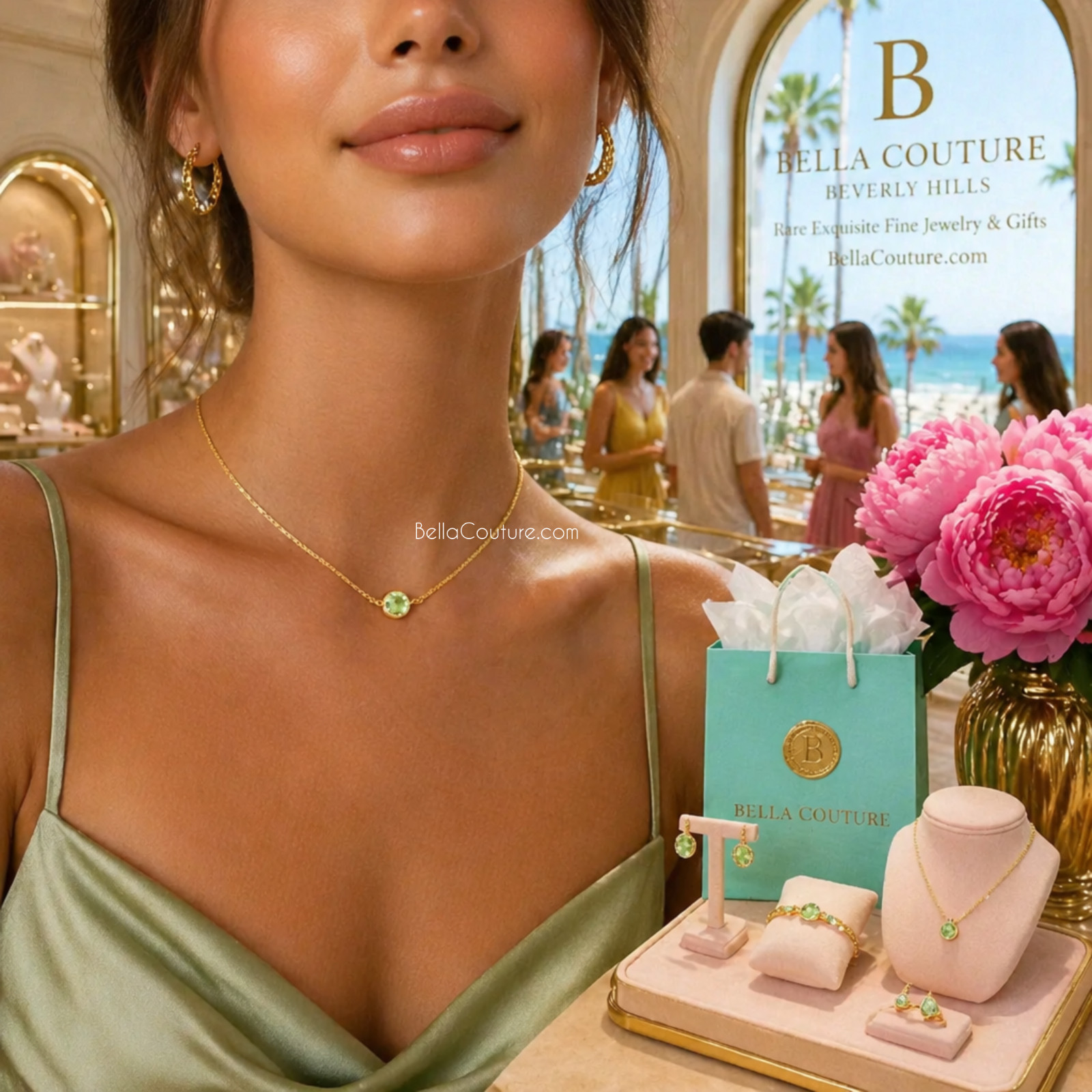 ❤️NEW BC® 14K YELLOW GOLD NATURAL PERSIAN TURQUOISE STATION NECKLACE 18″ – 16″