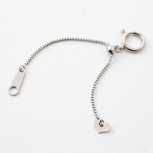 Pt850 Solid Platinum 0.8mm Box Chain Extender Adjustable up to 3″ Made in Japan