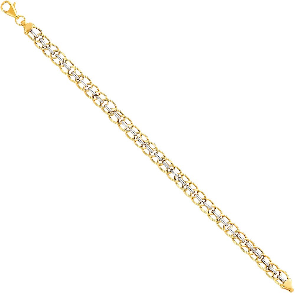 Gold 14K Two Tone Gold Light Fancy Bracelet – 7.5″