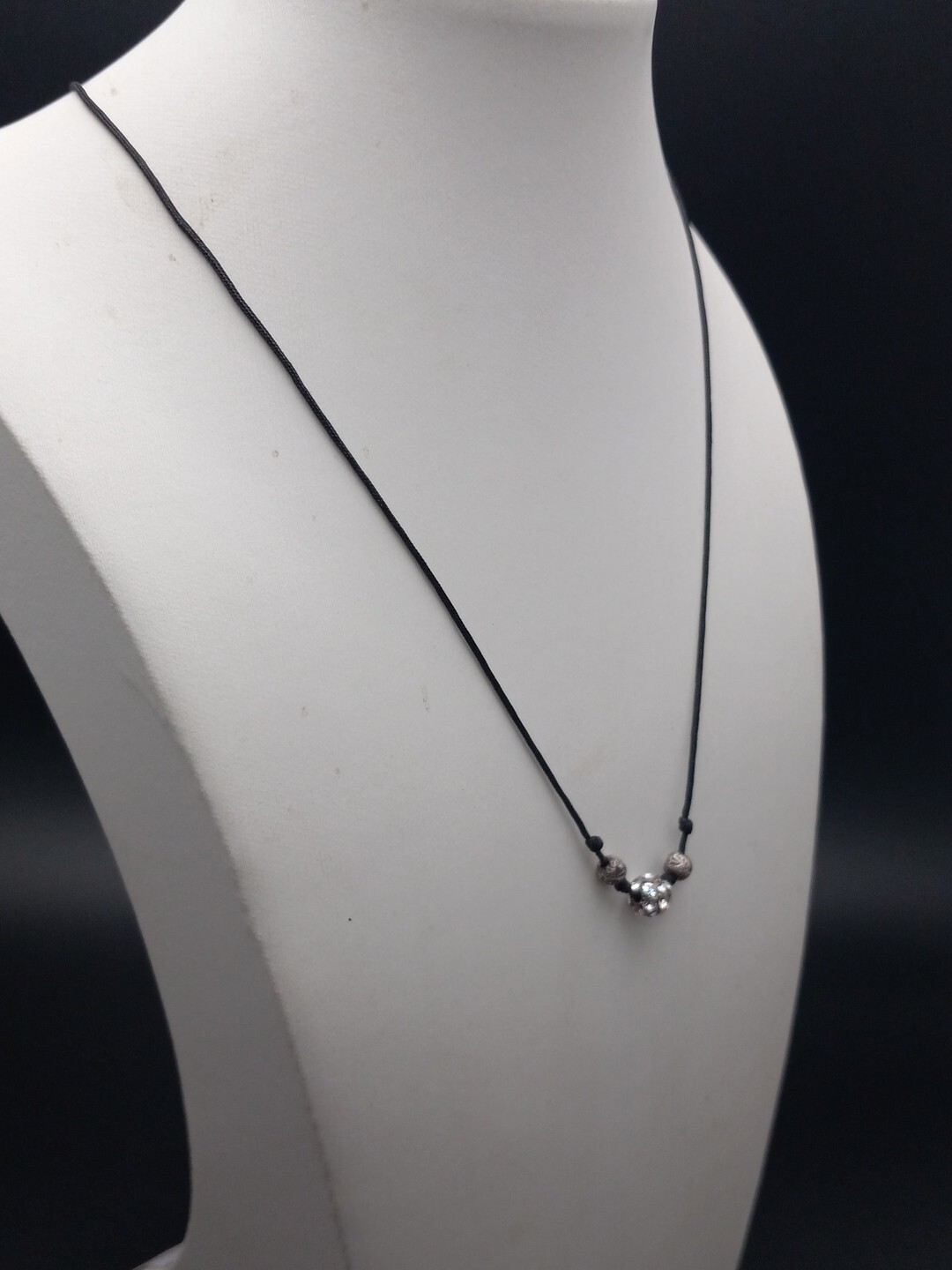 SILPADA 925 Sterling Silver Corded Clear Czs Dainty Ball Pendant Necklace