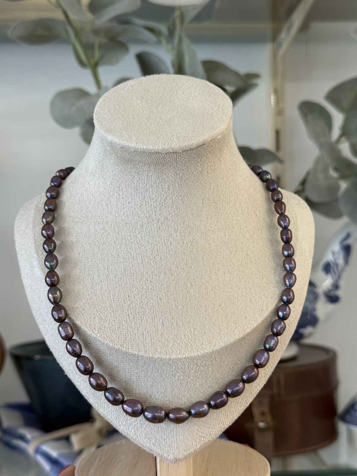 Purple Peacock Pearl Necklace Beaded Freshwater Sterling Silver Dainty Gift