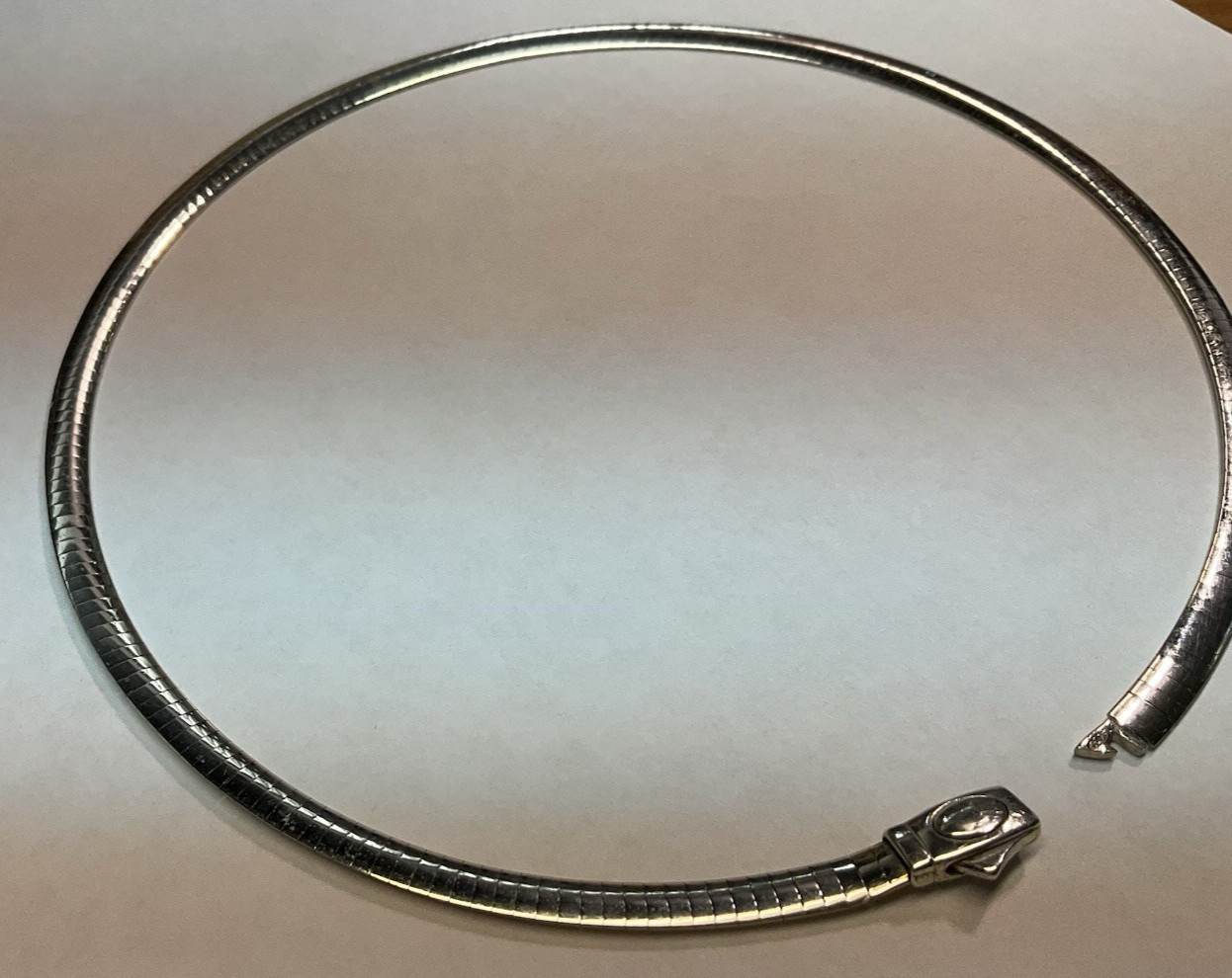STERLING (925) & 14KT OMEGA DOUBLE SIDE Reversible 17” domed necklace Italy VJC