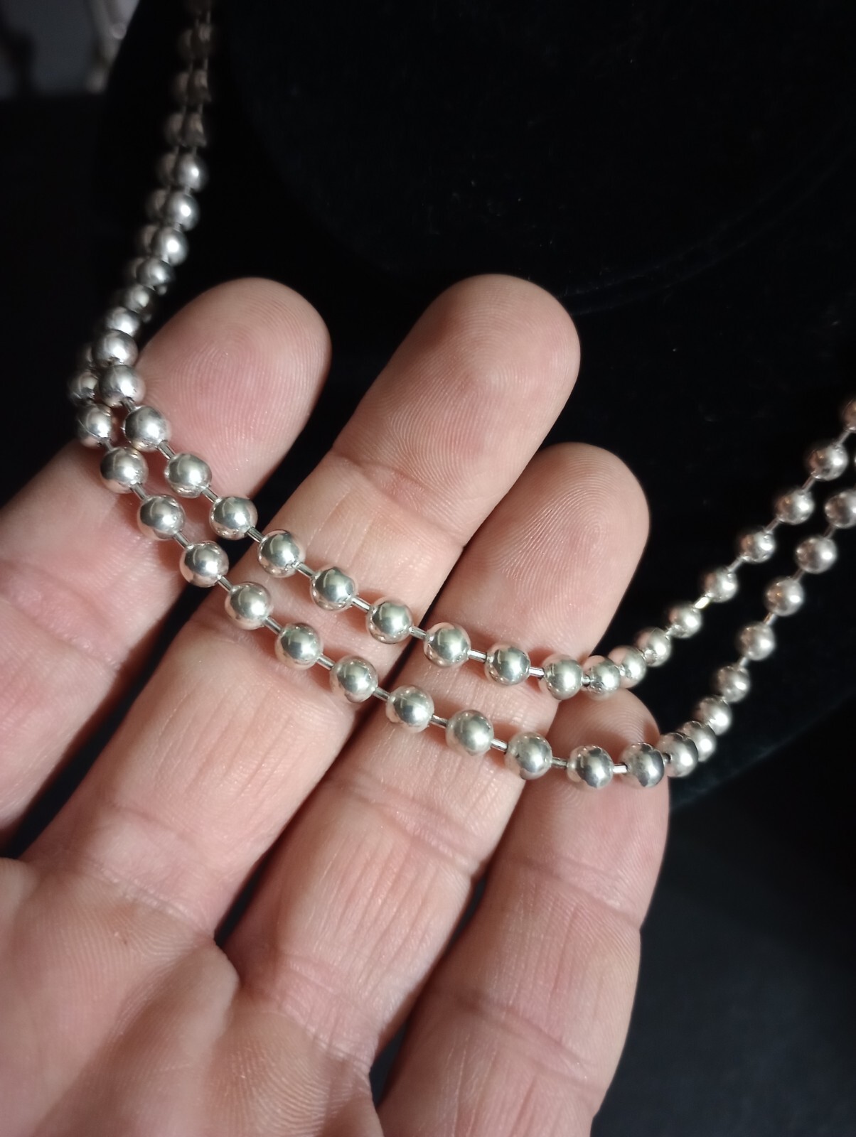 925 Sterling Silver 32-in 5 mm Wide Bead Necklace Free Shipping