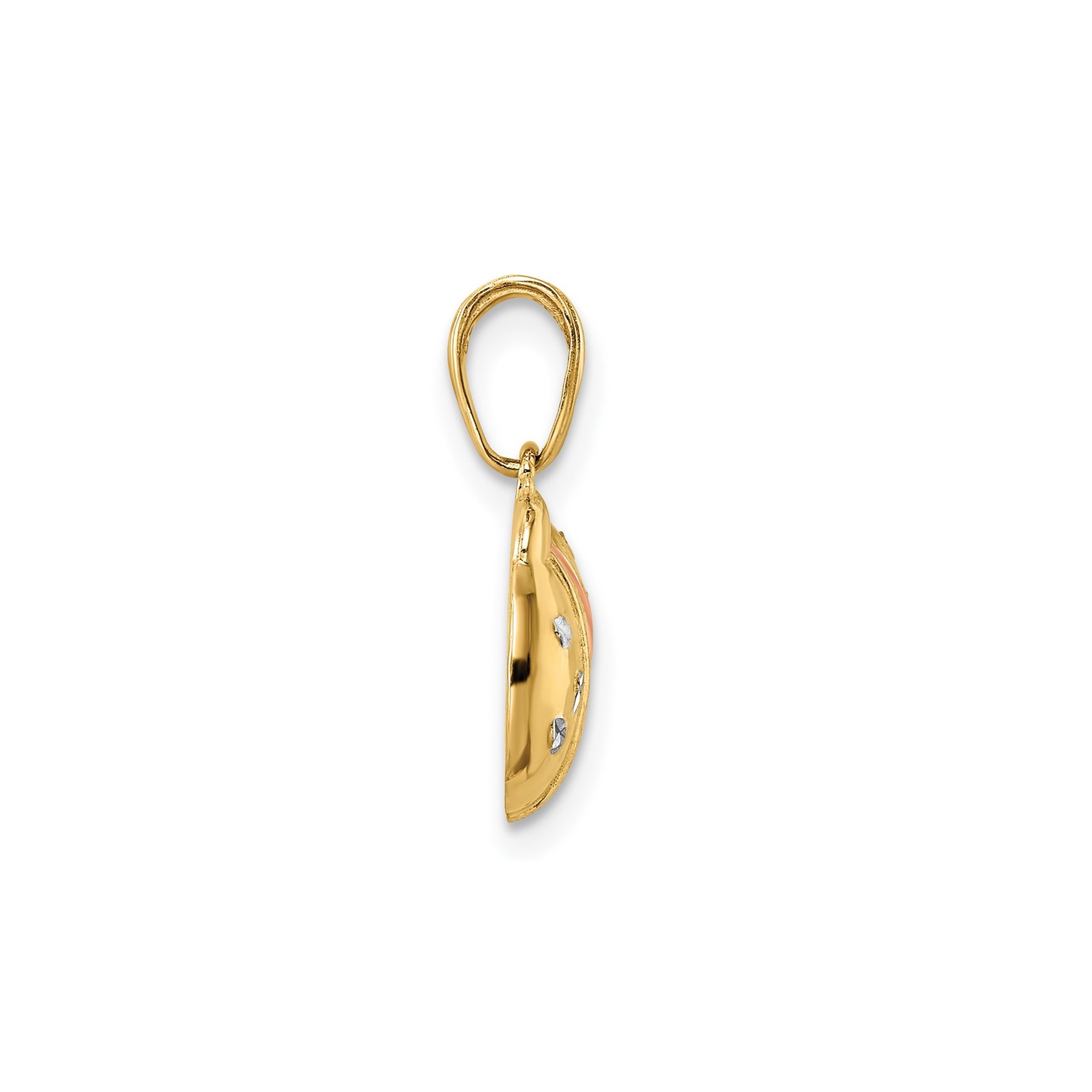 14k Multi-Tone Gold Solid Ladybug Pendant Diamond-Cut Insect Jewelry