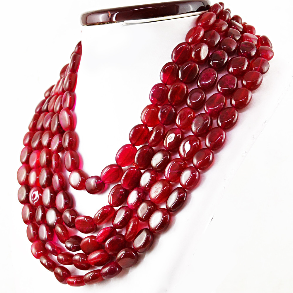 Amazing 1558.00 Cts Earth Mined Oval Shape ENHANCED Ruby Beads Necklace (RS)