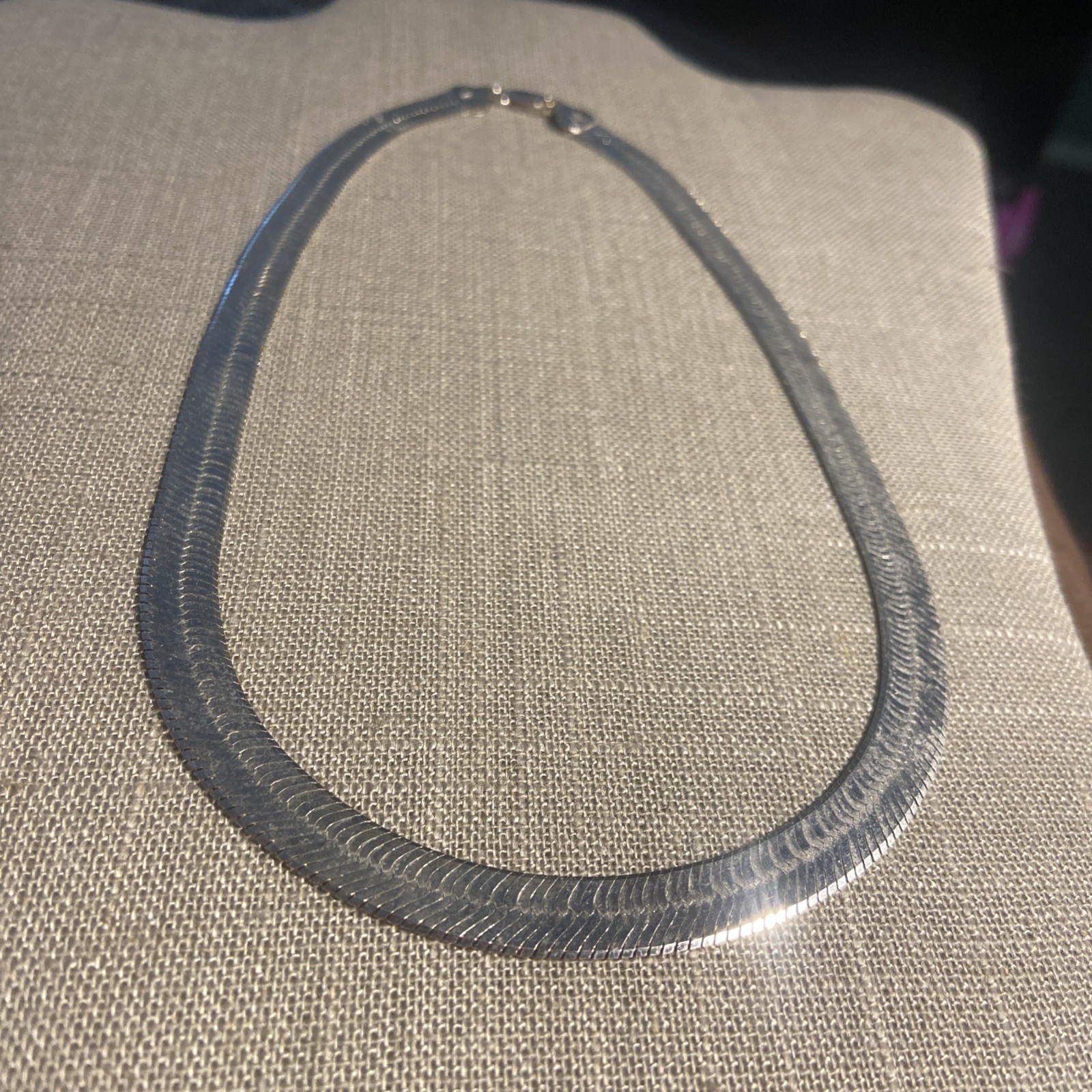 MILOR Italy Reversible Etched Herringbone 9mm Sterling Silver 18″ Necklace