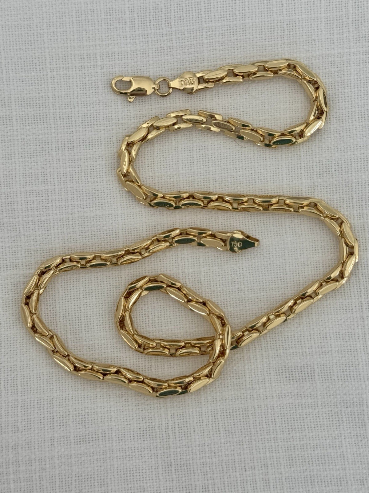 21 1/2 Inch Necklace Yellow Gold Chain Link Marked Italy 750 (please Read Descr)
