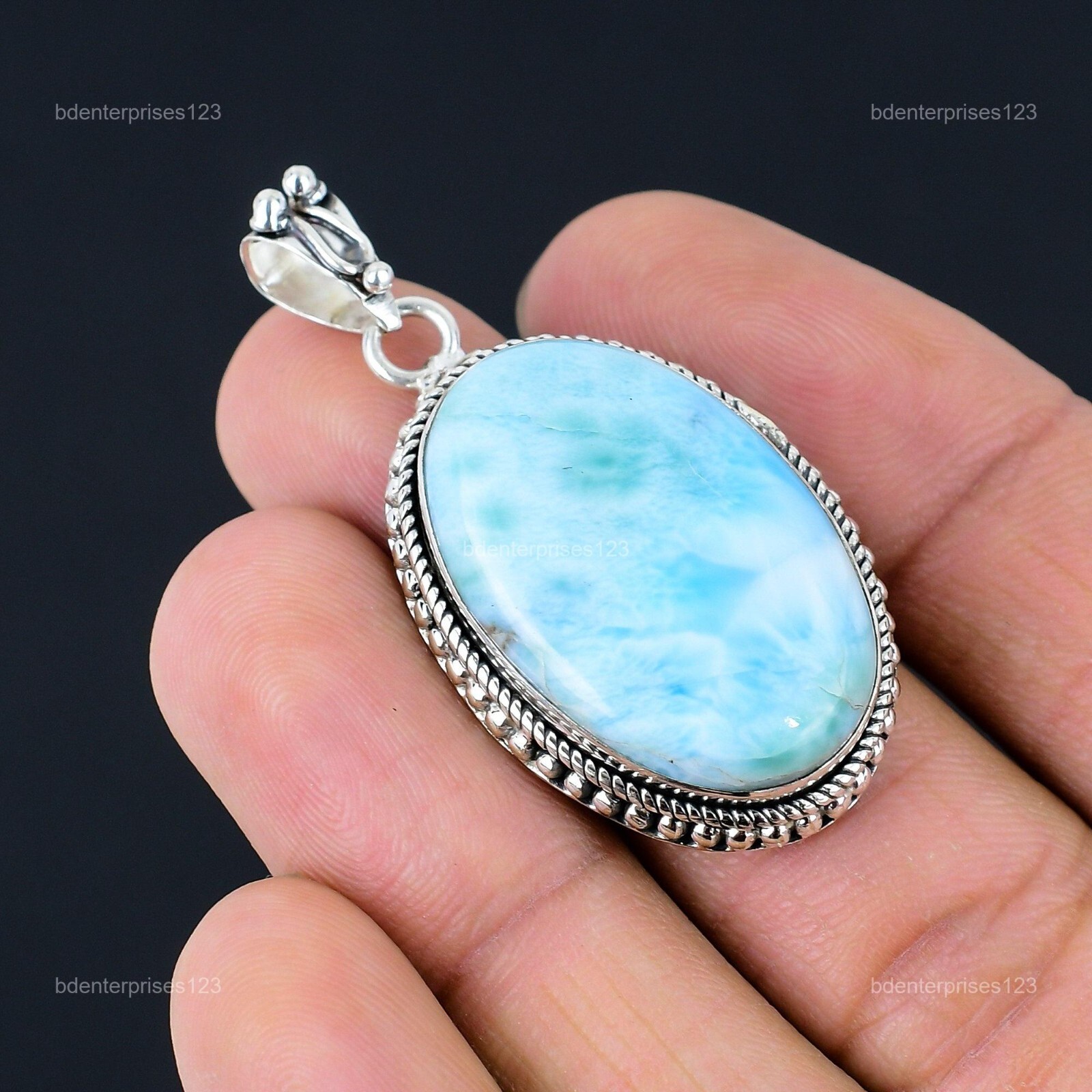 925 Sterling Silver Throat Chakra Larimar Gemstone Birthday Anniversary Pendant