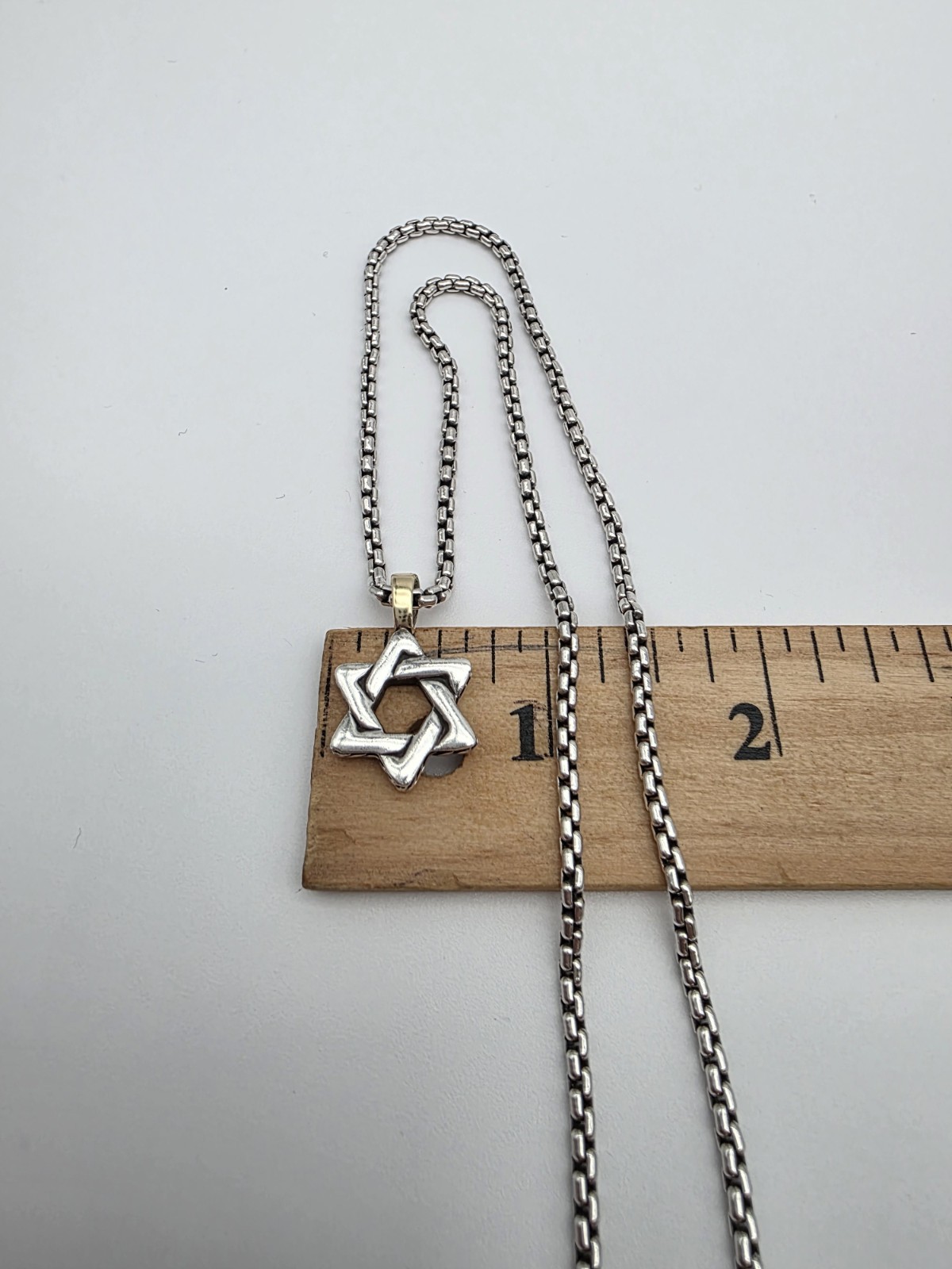 David Yurman Star of David Sterling Silver 925 And 18K Gold Pendant Necklace