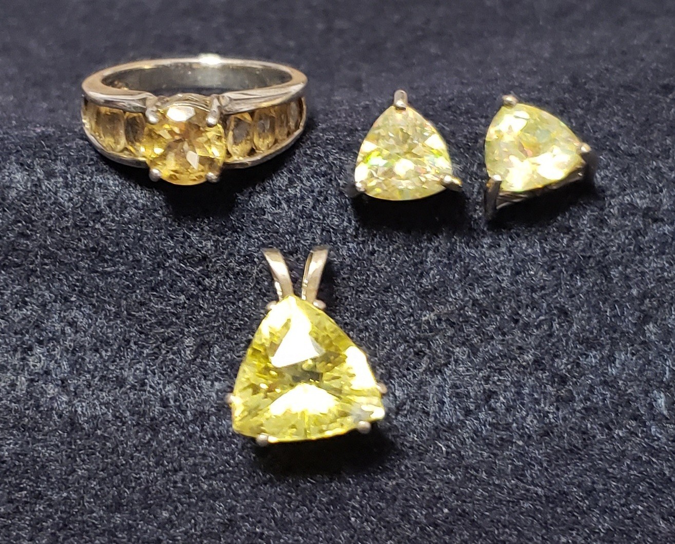 citrine pendant and matching citrine earrings and ring
