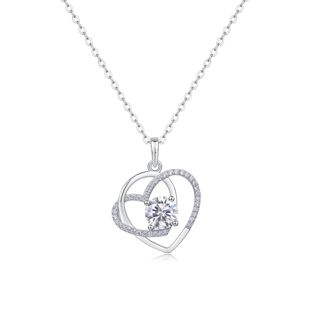 Luxury Moissanite 1ct Heart Pendant – S925 Sterling Silver – Platinum-Plated Nec